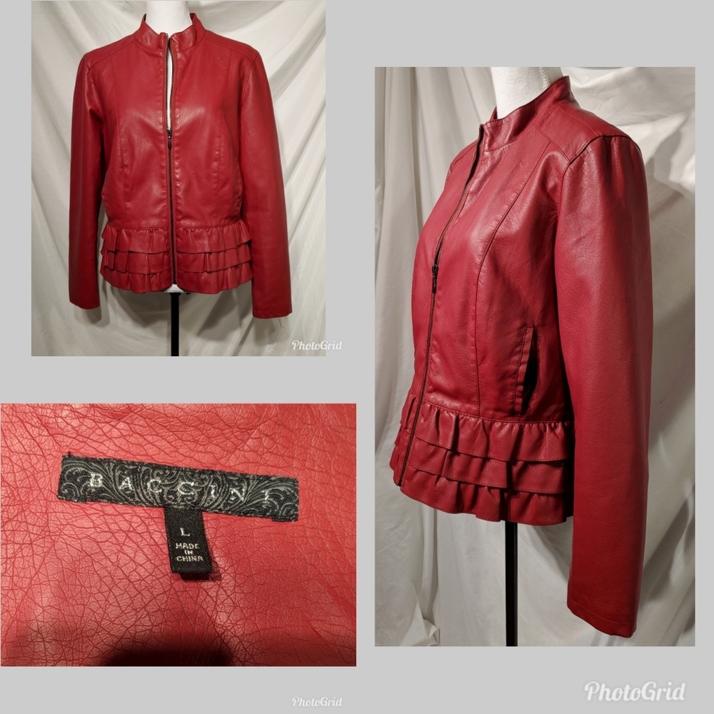 Baccini Faux Leather Red Women's Jacket Size L